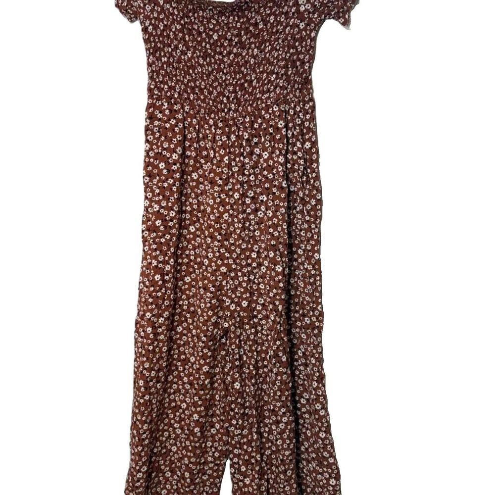Miami Woman’s Brown Floral Jumpsuit White Floral Size Medium
